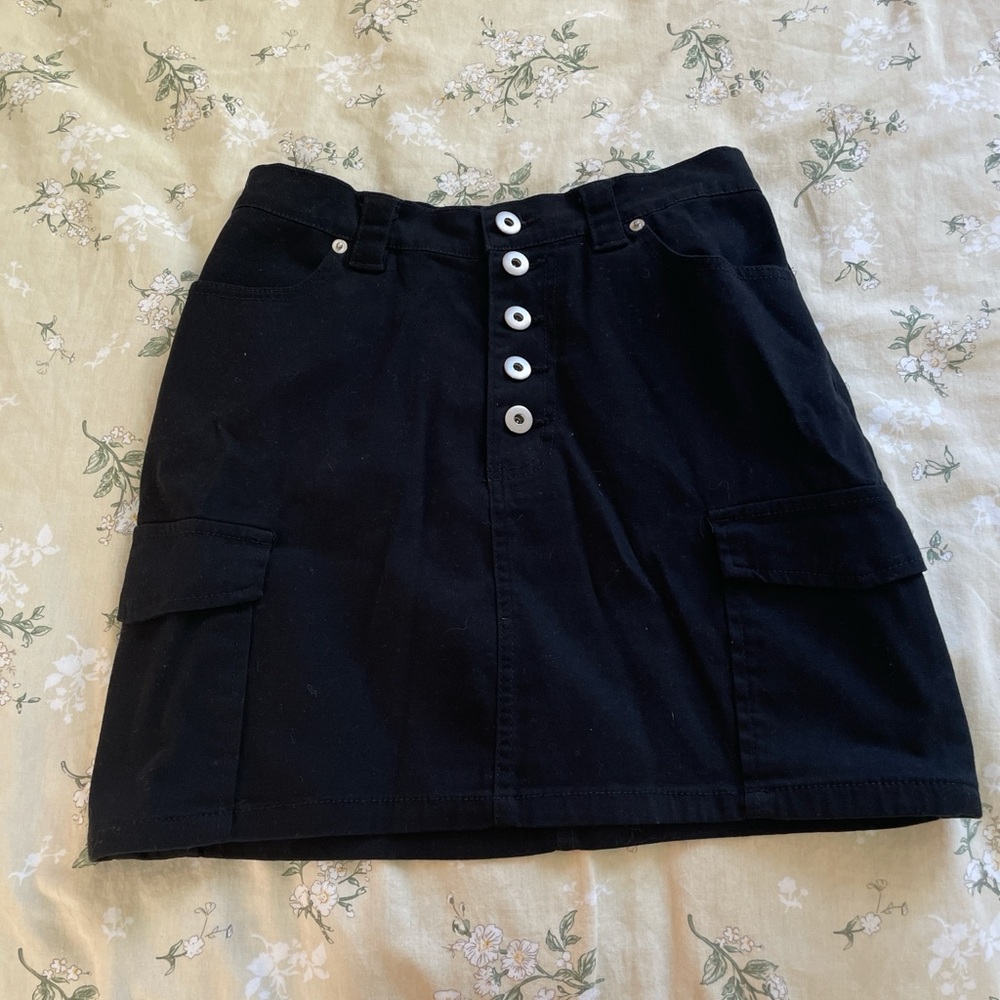 Macy's Black Button-Front Midi Skirt